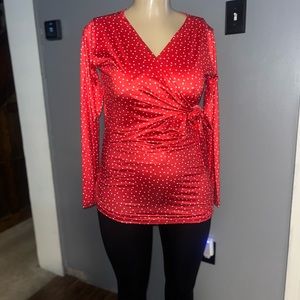 NEW Glampunch red polka dot blouse - L